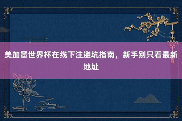 美加墨世界杯在线下注避坑指南，新手别只看最新地址
